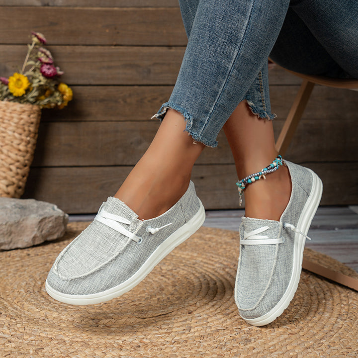 Women’s casual linen slip-ons with cushioned memory footbed and non-slip flexible sole Mune Fashion