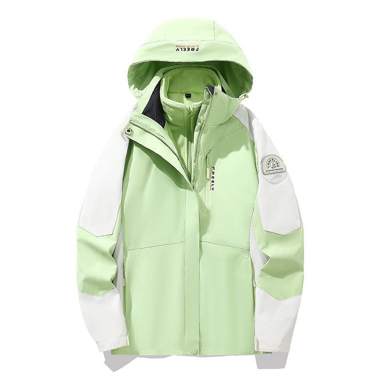 Men's non-waterproof three-piece winter jacket with removable hood and fleece inner jacket Mune Fashion