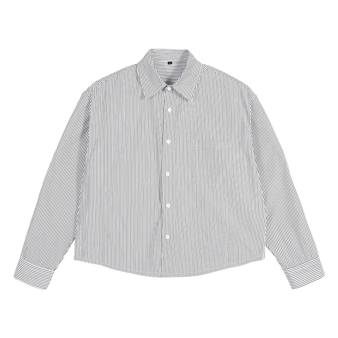 Ladies Oversized Shirt with Fine Pinstripes and Chest Pocket Mune Fashion