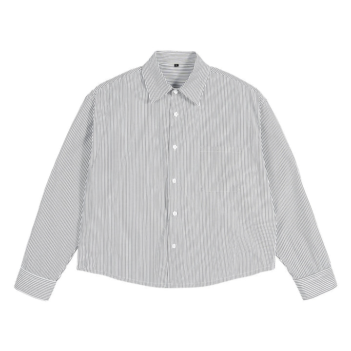 Ladies Oversized Shirt with Fine Pinstripes and Chest Pocket Mune Fashion