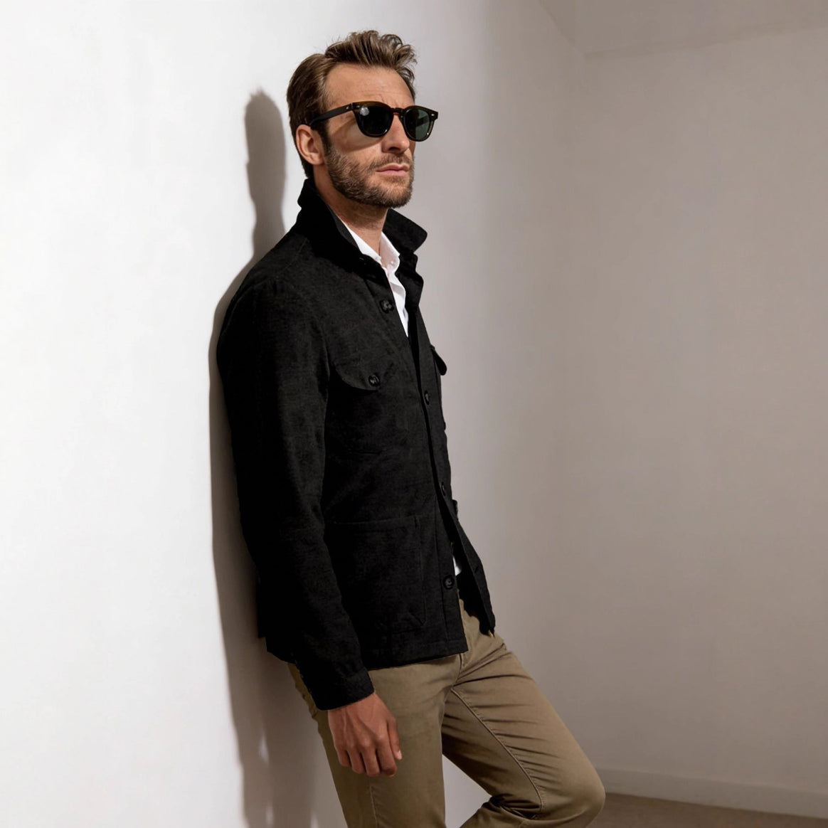 Men's Lightweight Field Jacket made of Cotton-Linen with Flap Pockets Mune Fashion