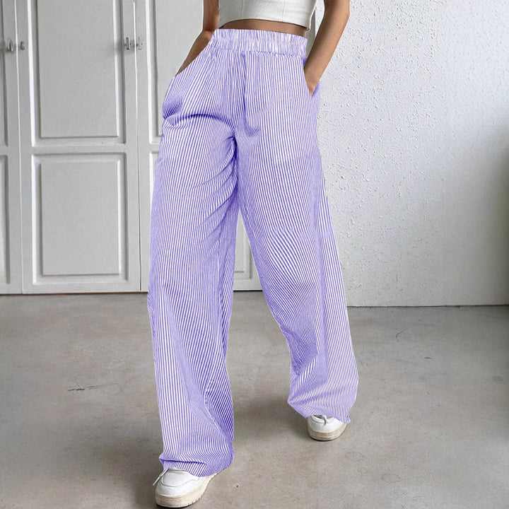 Women wide high-waisted lounge pants with elastic waistband and side pockets Mune Fashion