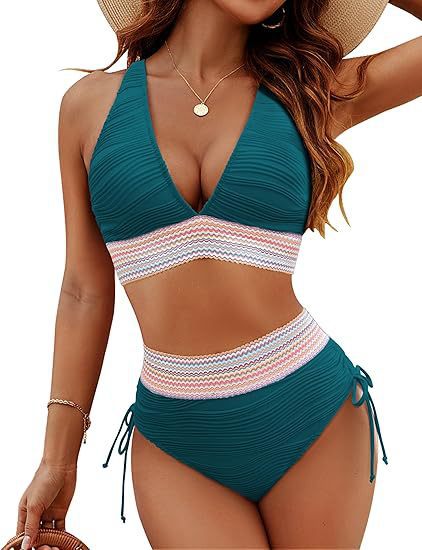 Women's bikini set with adjustable waistband and sporty V-neck Mune Fashion