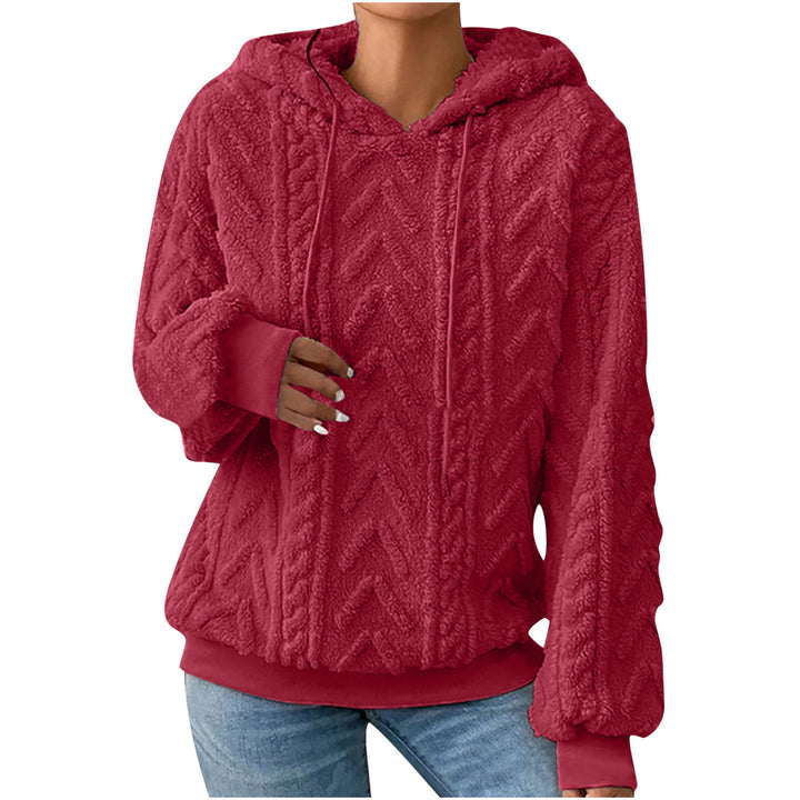 Women's hooded sweater with cable pattern, side pockets and ribbed cuffs Mune Fashion