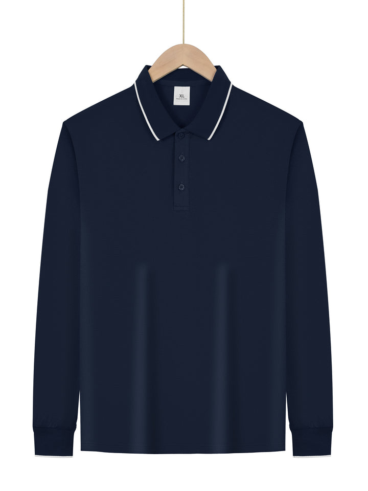 Men's long-sleeved pique polo shirt with contrasting piping at the collar and cuffs Mune Fashion