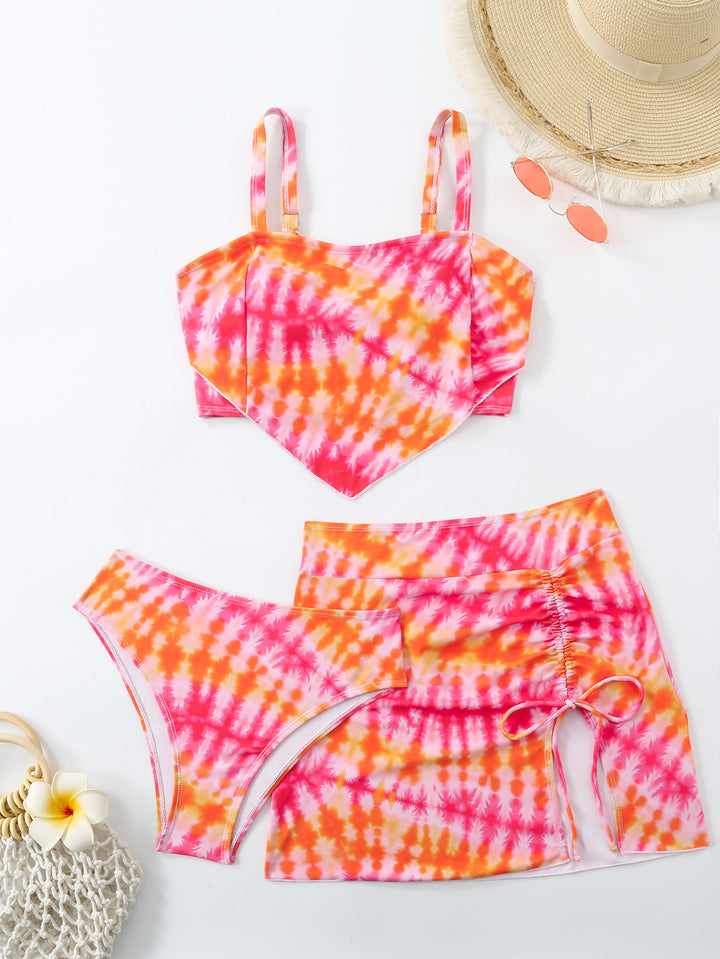 Women's Triangle Bikini Set with Asymmetrical Skirt and Classic Cut Mune Fashion