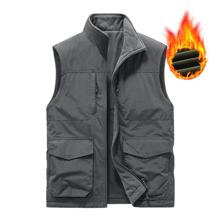 Men's utility vest with multi pockets, stand-up collar & breathable mesh lining Mune Fashion