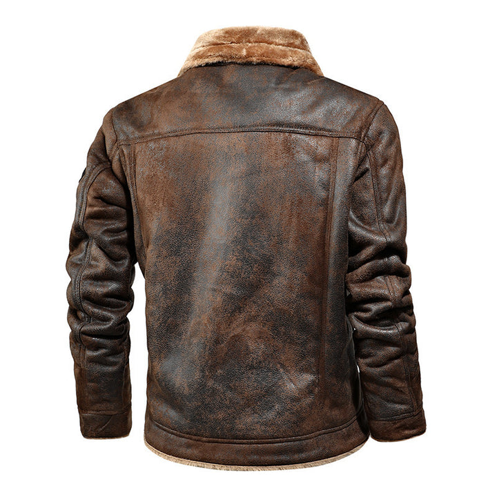 Men's aviator jacket with teddy lining and vintage leather look Mune Fashion