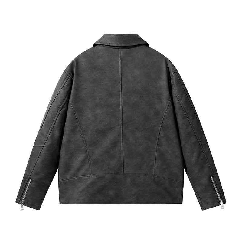 Men's Stylish Leather Jacket with Asymmetrical Zipper Mune Fashion