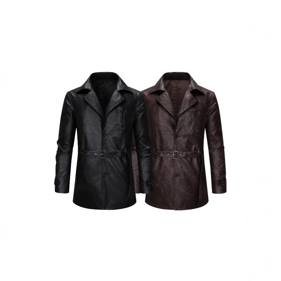 Men's Elegant Faux Leather Jacket with Practical Pockets Mune Fashion
