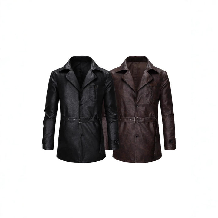Men's Elegant Faux Leather Jacket with Practical Pockets Mune Fashion