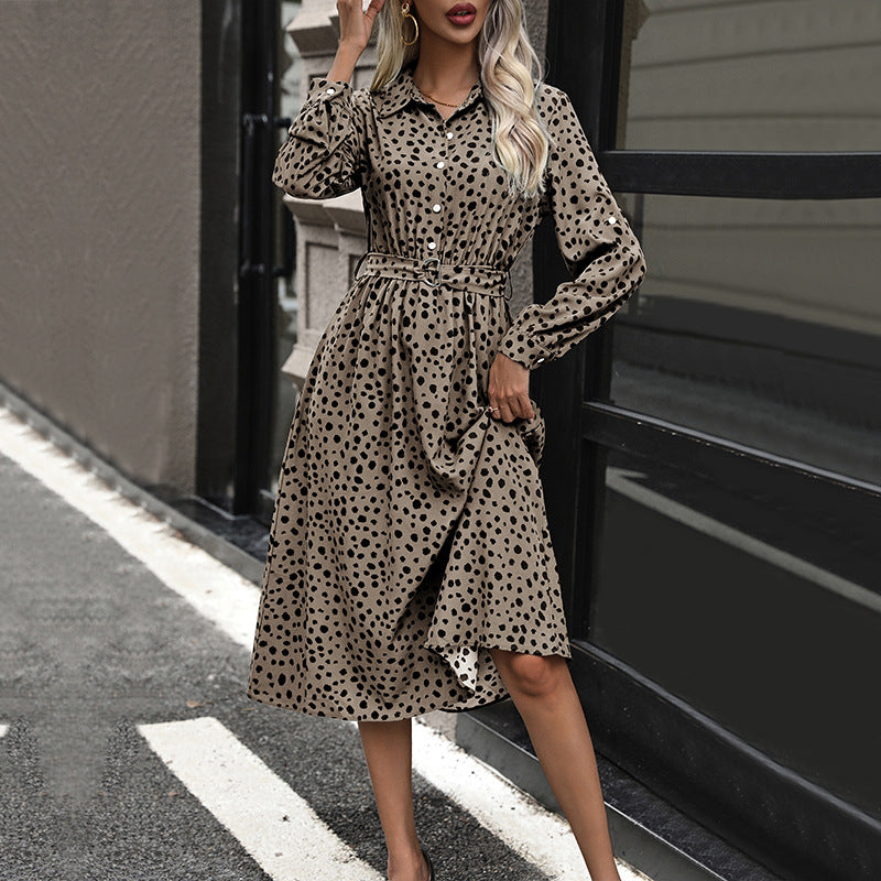 Women's shirt dress with waist tie, three-quarter sleeves, and side slit Mune Fashion