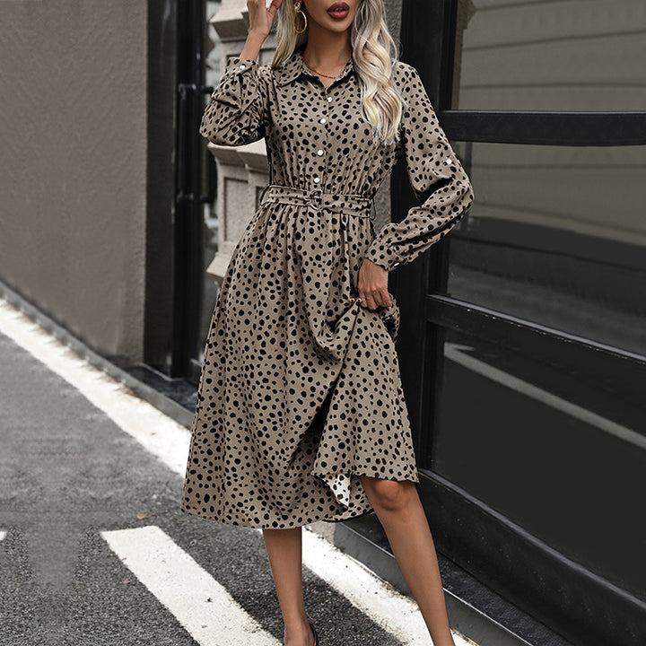 Women's shirt dress with waist tie, three-quarter sleeves, and side slit Mune Fashion