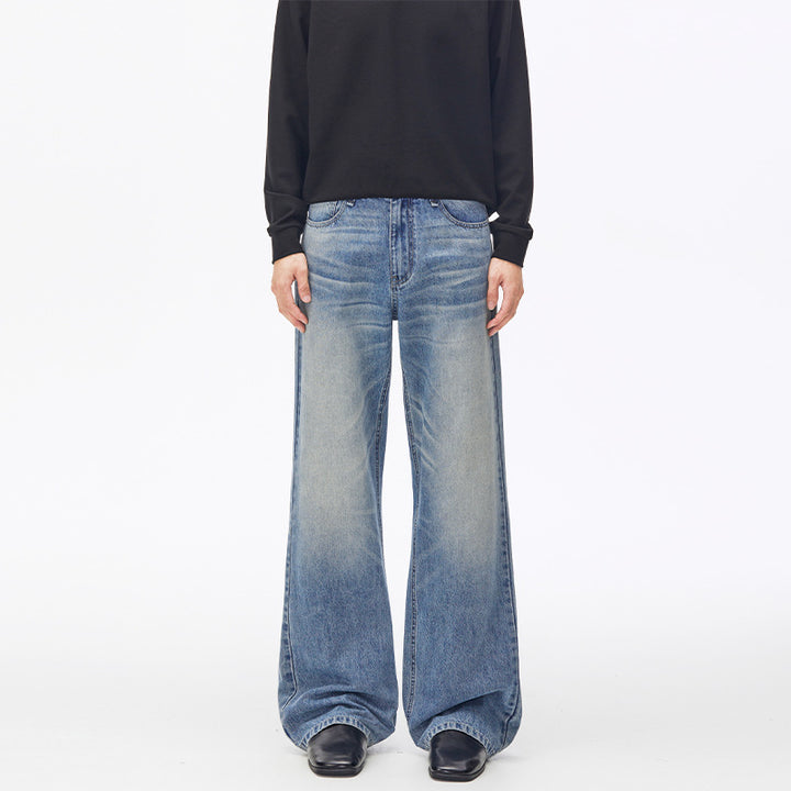 Men's Extra Wide Vintage Denim Baggy Jeans with Low Crotch and Extended Hem Mune Fashion