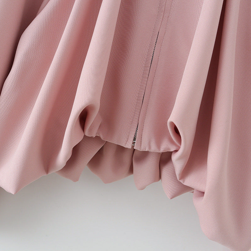 Women's short jacket with ruffled flounces, wide sleeves, and zipper Mune Fashion
