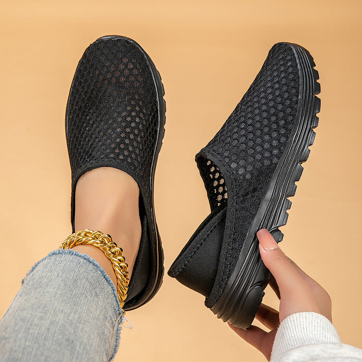Women's airy slip-on sneakers with honeycomb knit upper and cushioned comfort sole Mune Fashion