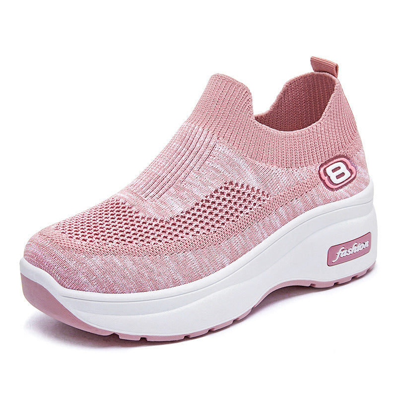 Women's breathable knitted sneakers with platform sole and elastic sock construction Mune Fashion