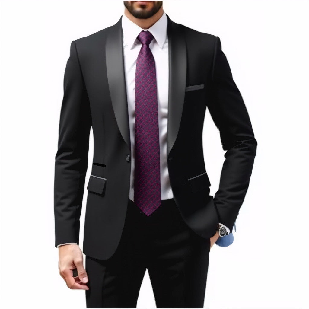 Men's Slim Fit Tuxedo with Shawl Collar and One-Button Jacket Mune Fashion