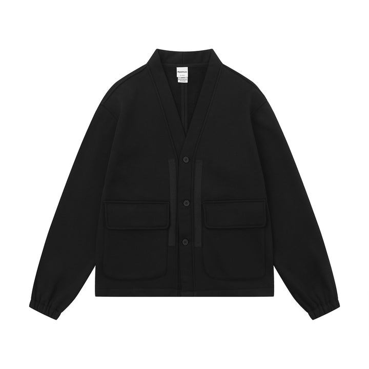 Unisex Oversize Sweat Jacket with Shawl Collar and Patch Pockets Mune Fashion