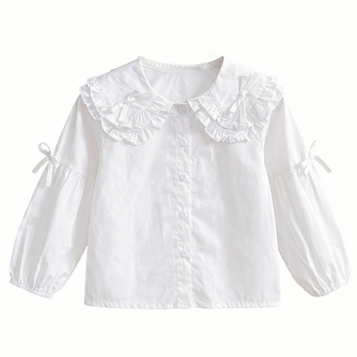 Girls blouse with ruffle design and cute collar Mune Fashion