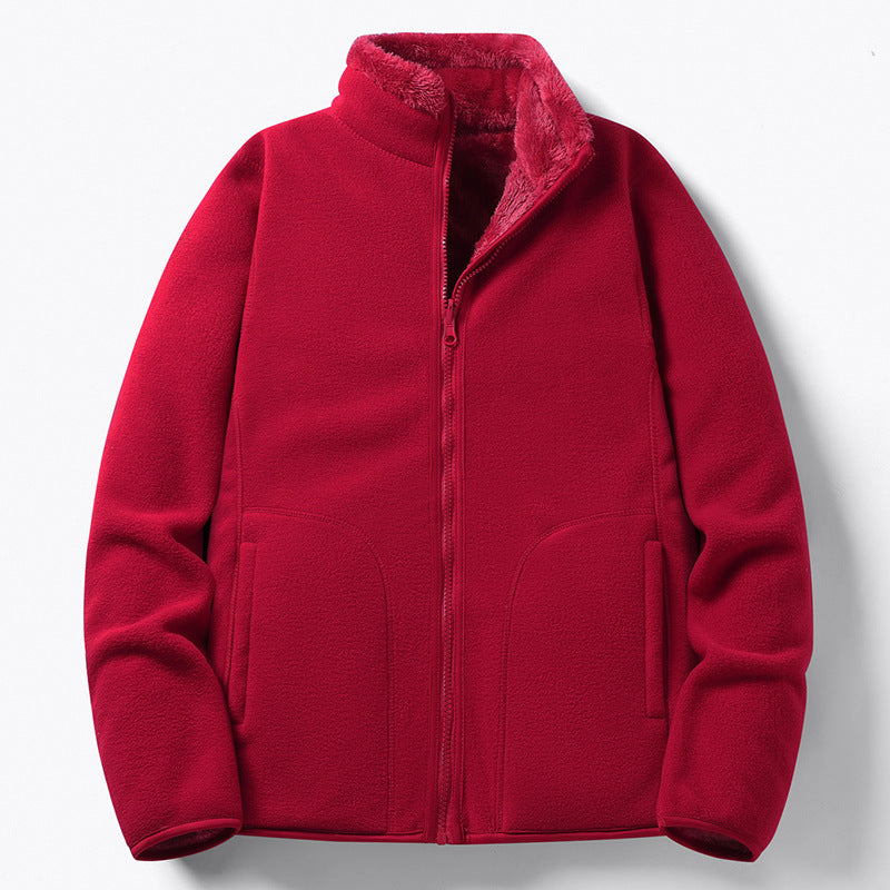 Women Padded Fleece Jacket with Teddy Lining, Stand-up Collar & Full-Length Zipper Mune Fashion