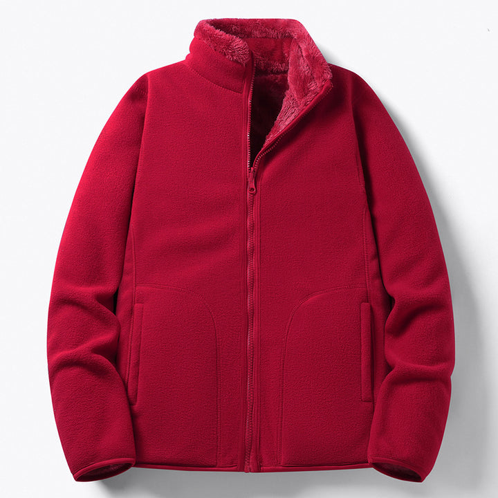 Women Padded Fleece Jacket with Teddy Lining, Stand-up Collar & Full-Length Zipper Mune Fashion