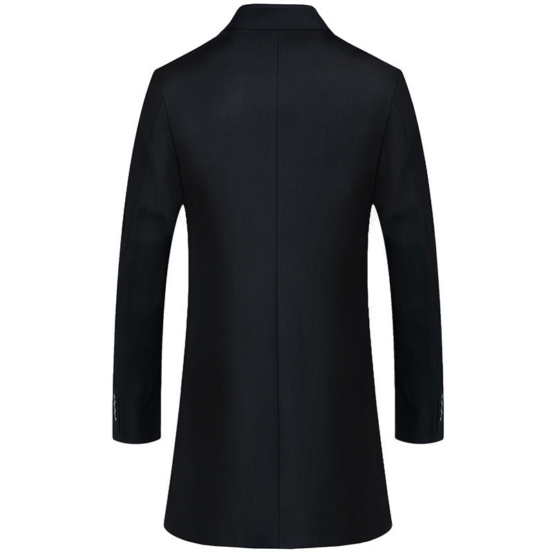 Men's Single-Breasted Coat with Stand-up Collar and Tailored Silhouette Mune Fashion