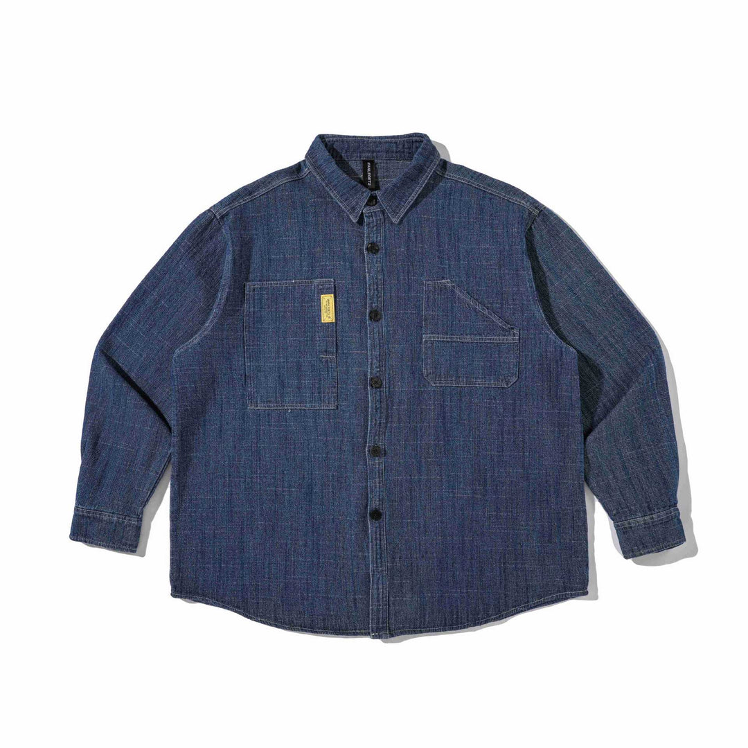 Men's sturdy denim worker overshirt with chest pockets and shirt collar Mune Fashion