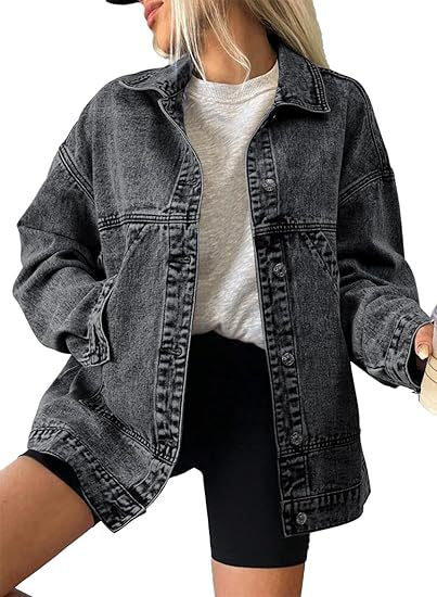 Women's Oversized Jeans Jacket with Boxy Cut and Distinctive Stitching Details Mune Fashion