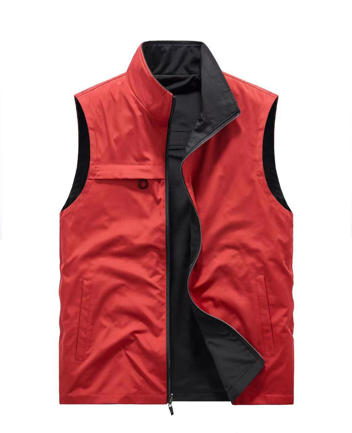 Men's Sleeveless Softshell Vest with Two-Way Zipper and Multifunctional Pockets Mune Fashion