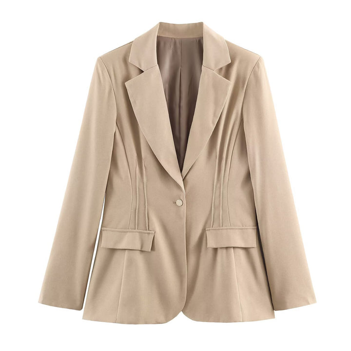 Women's tailored longline blazer with Vienna seams and patch pockets Mune Fashion