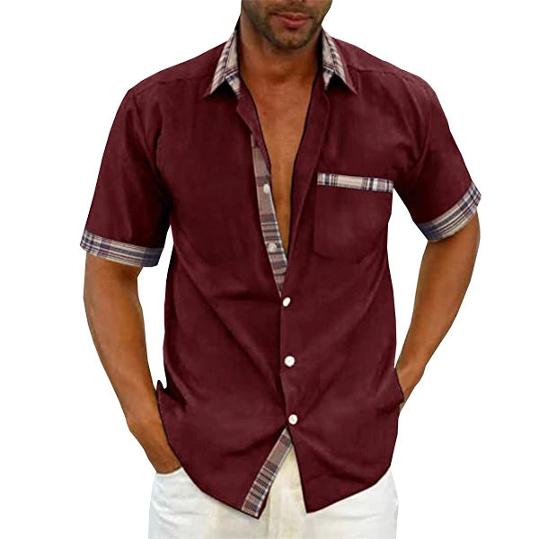Men's Short-Sleeve Shirt with Classic Check Pattern and Modern Cut Mune