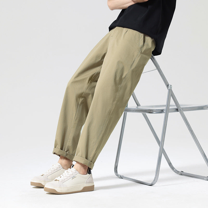 Men's Modern Relaxed-Fit Casual Chino with Lightweight Stretch and Turned-Up Hem Mune Fashion