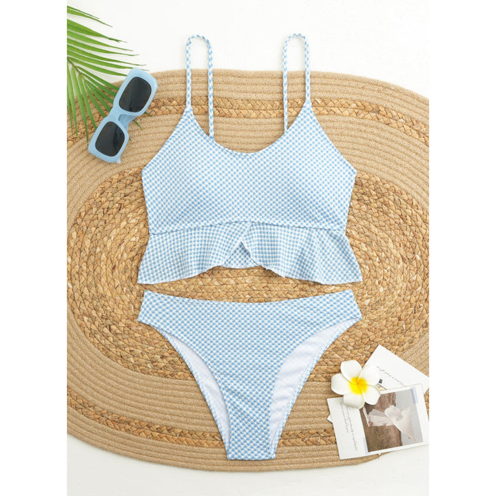 Women's versatile bikini with ruffles and check pattern Mune Fashion