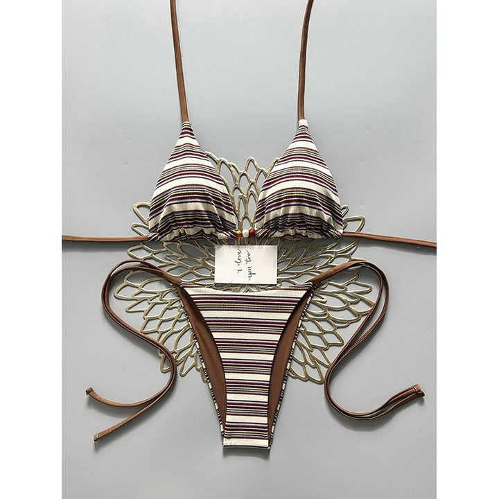 Women's triangle bikini with high leg cut and fine textured pattern Mune Fashion