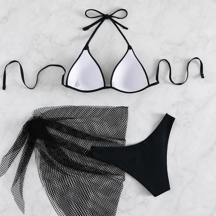 Ladies seductive triangle bikini with mesh skirt Mune Fashion