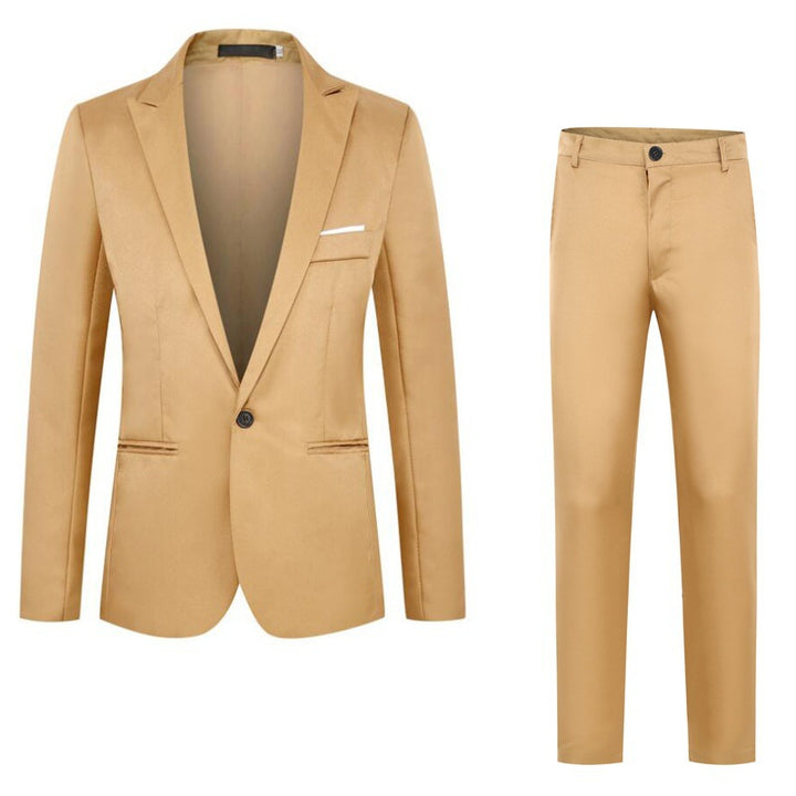 Men's tailored suit set made of fine satin with a slim silhouette and single-button blazer Mune Fashion