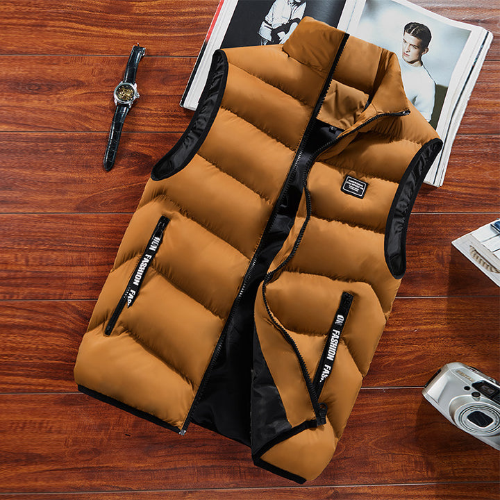 Men's Padded Quilted Vest with Windproof Outer Shell and Zipper Pockets Mune Fashion