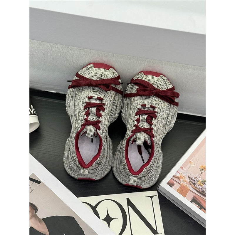 Women's sporty glittering chunky sneakers with padded comfort Mune Fashion