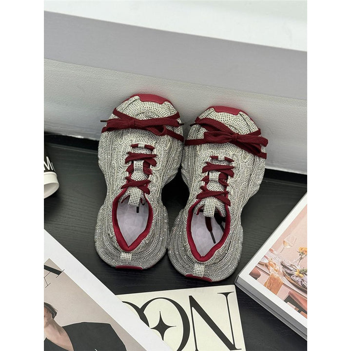 Women's sporty glittering chunky sneakers with padded comfort Mune Fashion