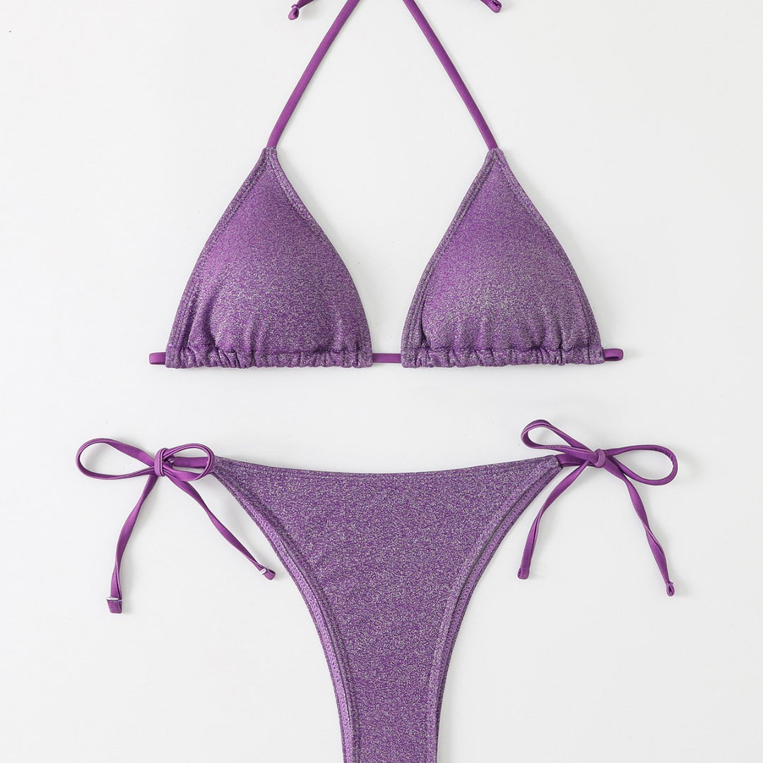 Women's Triangle Bikini with Shimmering Ruffle Design Mune Fashion