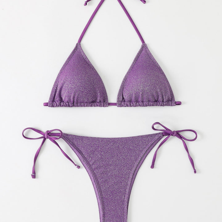 Women's Triangle Bikini with Shimmering Ruffle Design Mune Fashion