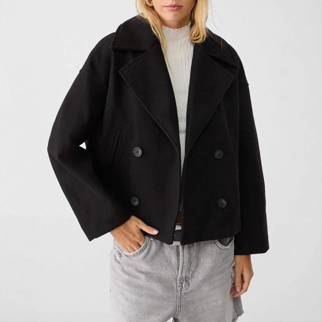 Women's Fashion Short Jacket with Double Button Placket