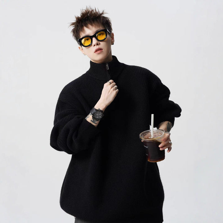 Women's Urban Oversized Sweater with Stand-up Collar Mune Fashion