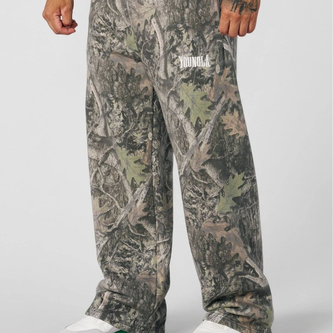 Men's Loose Camouflage Jogging Pants with Elastic Comfort Waistband and Thigh Logo Mune Fashion