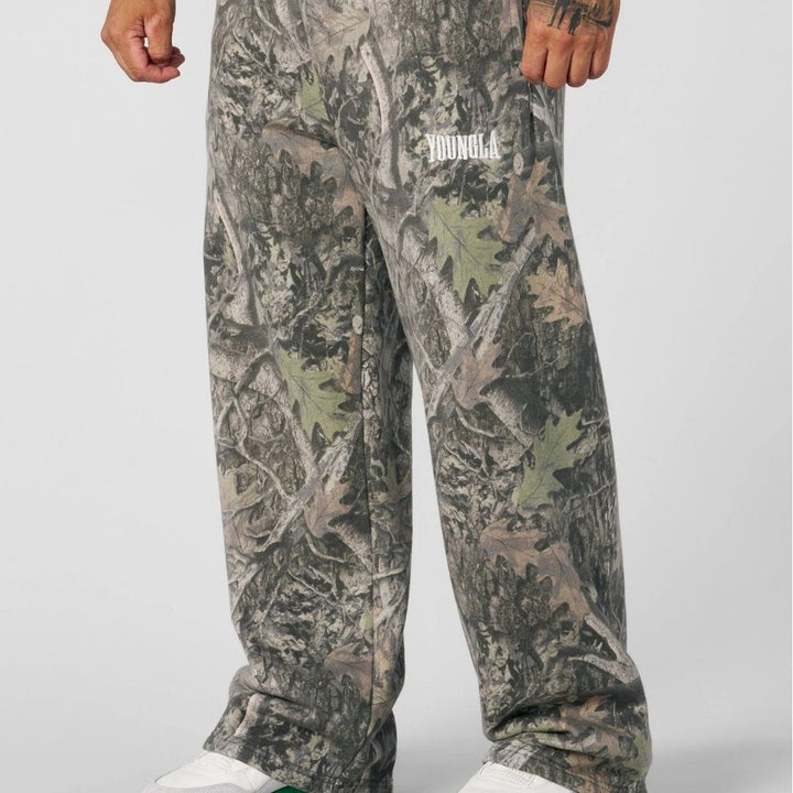 Men's Loose Camouflage Jogging Pants with Elastic Comfort Waistband and Thigh Logo Mune Fashion