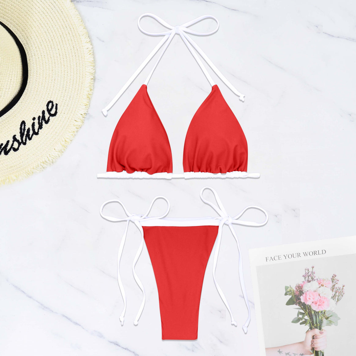 Women's triangle bikini with adjustable straps and elegant ruffle details Mune Fashion