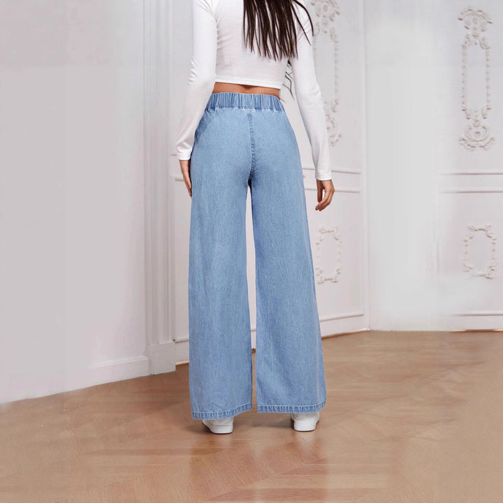 Women’s high-waist wide jeans with elastic waistband and flared leg Mune Fashion