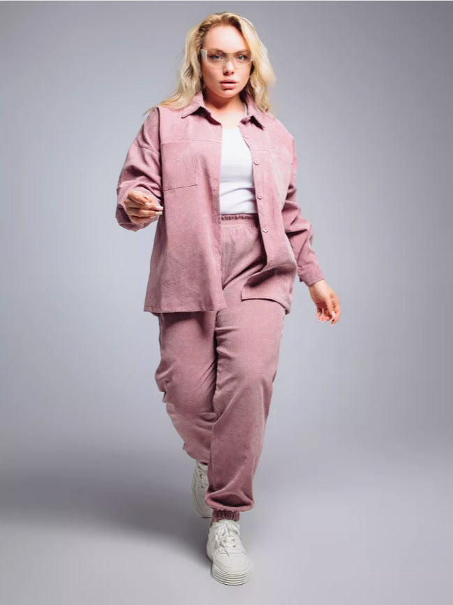 Women's oversized cord set with shirt jacket and elastic jog pants Mune Fashion