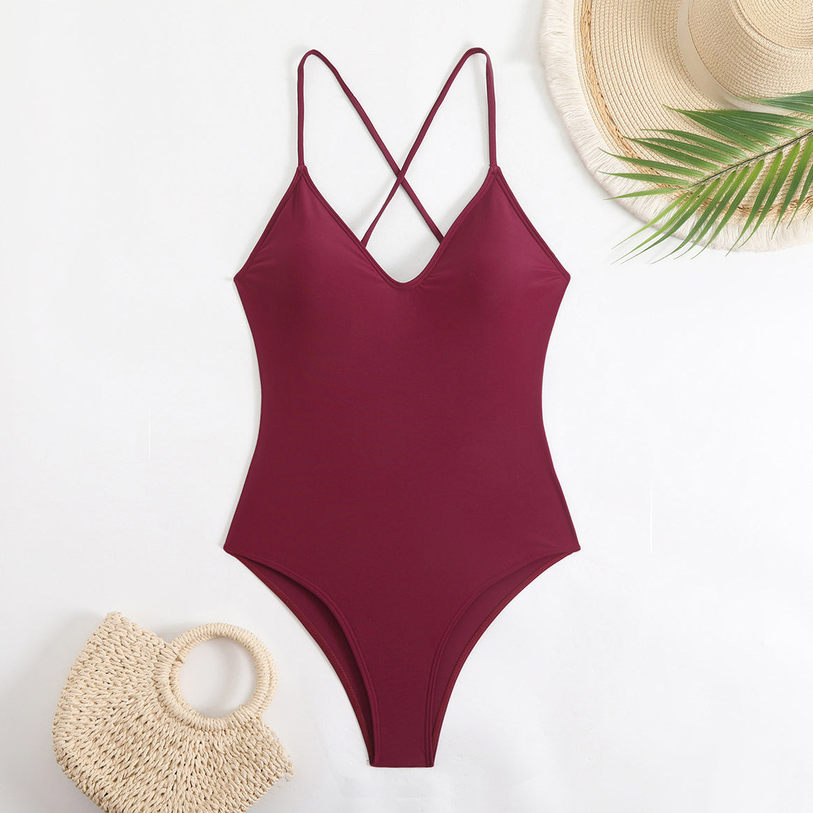 Women's sporty one-piece swimsuit with cross straps Mune Fashion